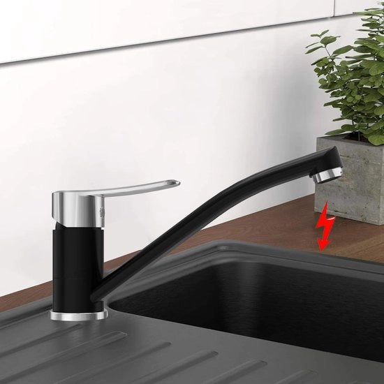 Lagedrukkeukenkraan RVS, 360° girevole miscelatore con 3 connessioni per boiler in acciaio inossidabile nero