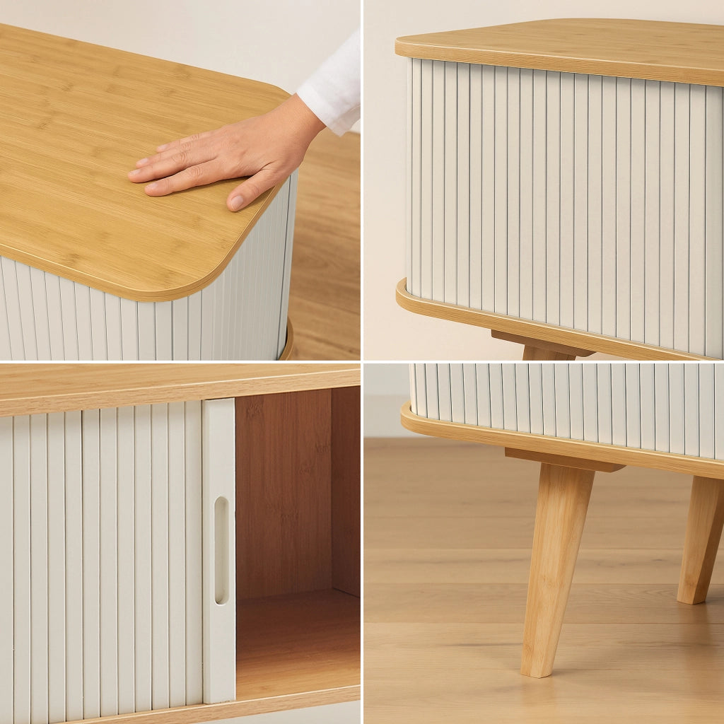 Mobile TV Tysvær 120x40x58 cm - Naturale / Bianco Crema [en.casa]