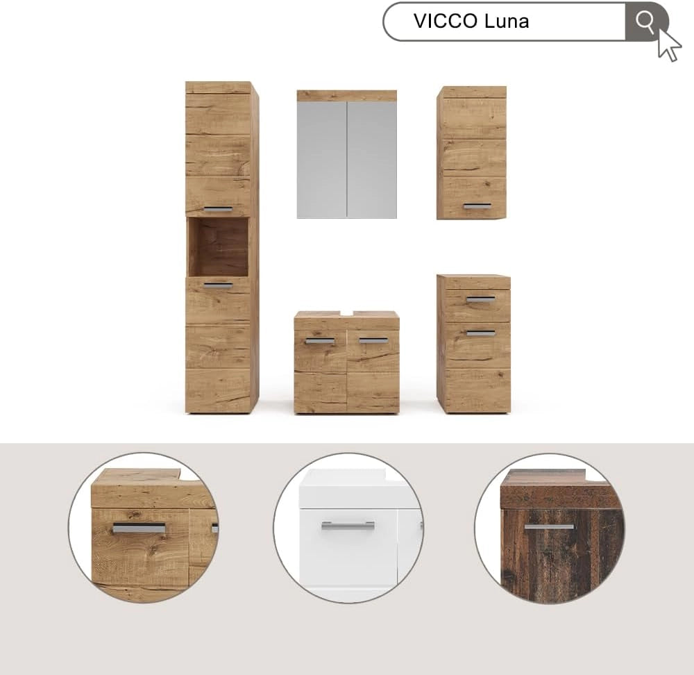 Specchio contenitore bagno Luna, Oldstyle, 60 x 77 cm