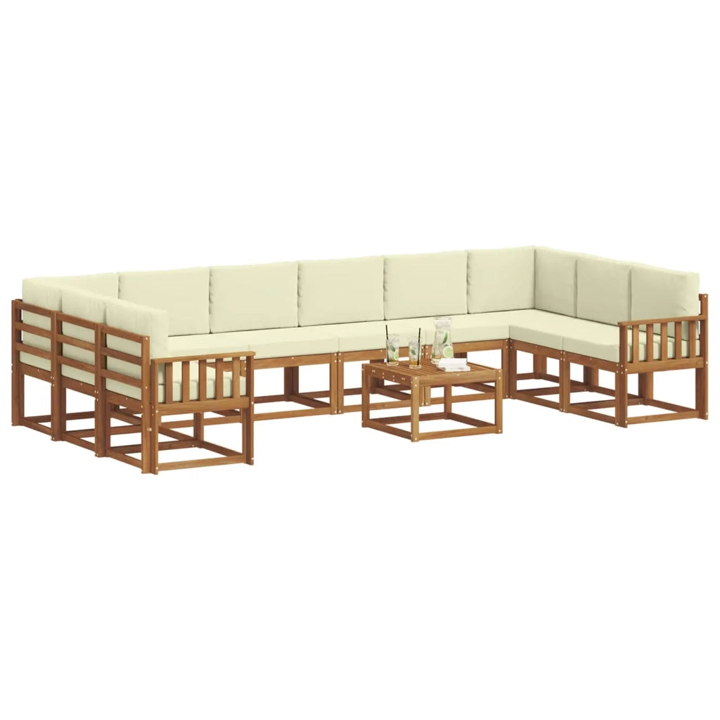 Set di divani da esterno con cuscino 11 pcs Naturale e Crema 3367083