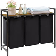 Wassorteerder Grote con 3 Compartimenti, 120L/40x3L con Piastra e Sacchi Estensibili, Organizzatore per la Stanza dei Panni, Camera da Letto, Bagno, Stanza dei Bambini, Nero