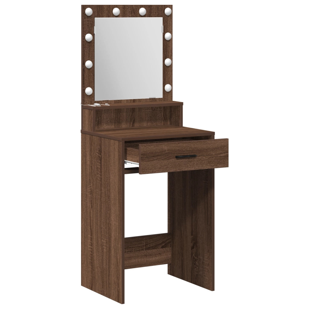 Tavolo da trucco con luci LED in Rovere Marrone 50x41x135 cm