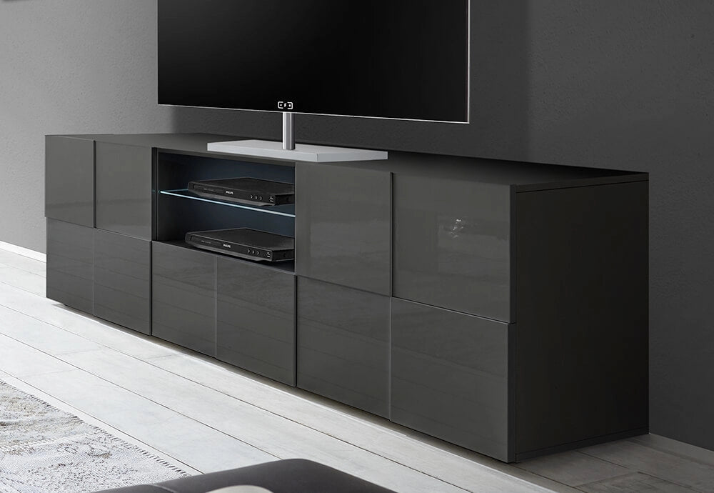 Mobile TV 2 Porte 2 Nicchie in Melamina 181x42x57cm TFT Chequers Antracite