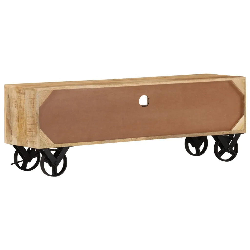 Mobile Porta TV con Ruote 110x30x37 cm in Legno di Mango Grezzo cod mxl 67984