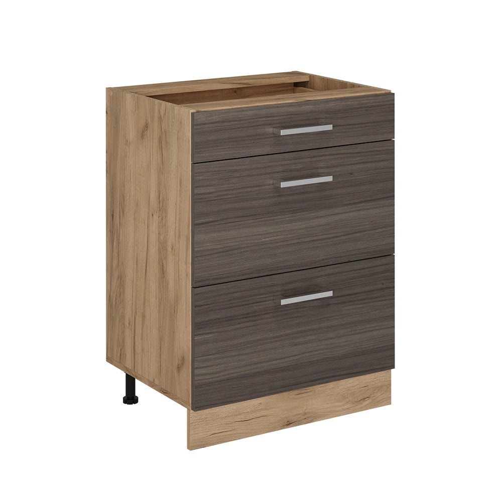 Vicco Mobiletto base per cucina Grigio nobile 60 cm con cassetti, senza piano di lavoro