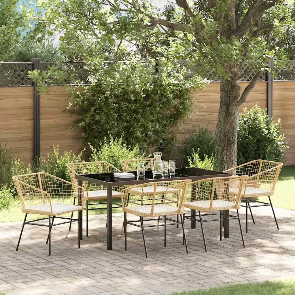 Set da Pranzo per Giardino 7 pz | Set Salotto da Giardino Marrone polyrattan
