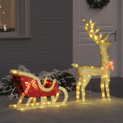 Slitta trainata da renna con 200 LED Bianco caldo Tessuto