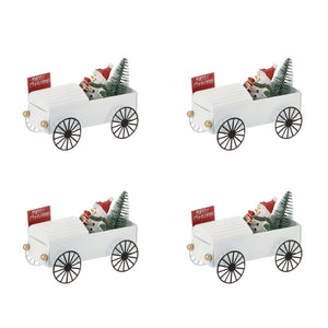 Decorazione Natalizia Babbo Natale su Macchina in Metallo 4Pz