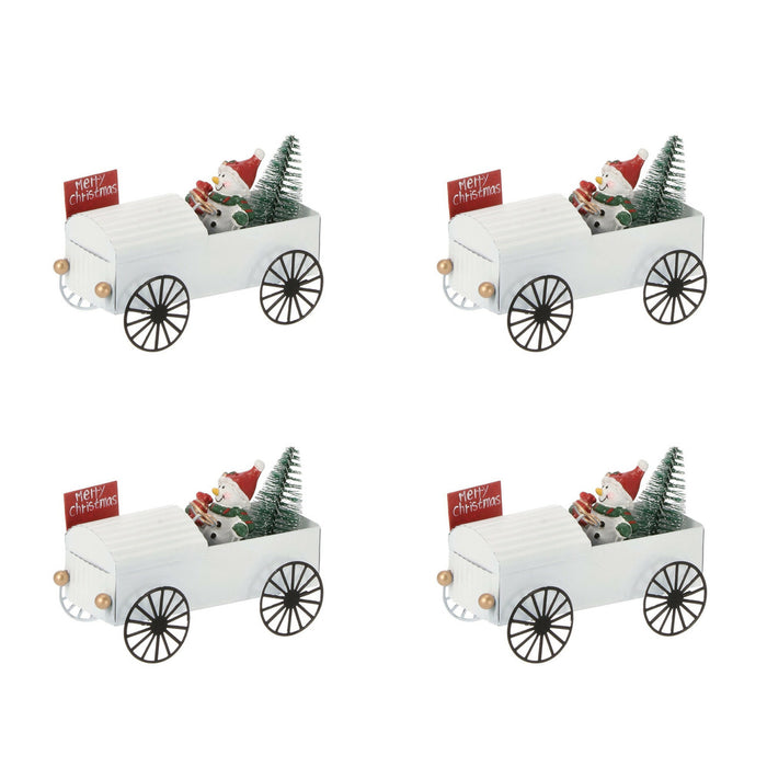 Decorazione Natalizia Babbo Natale su Macchina in Metallo 4Pz