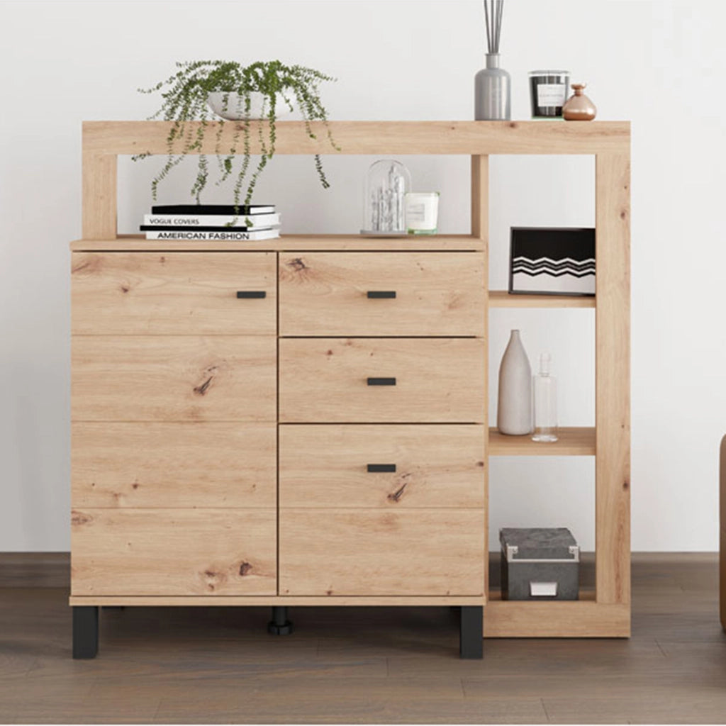 Madia Coloni, Credenza 3 Cassetti, 106x35x101h cm Marrone Rovere Nodi