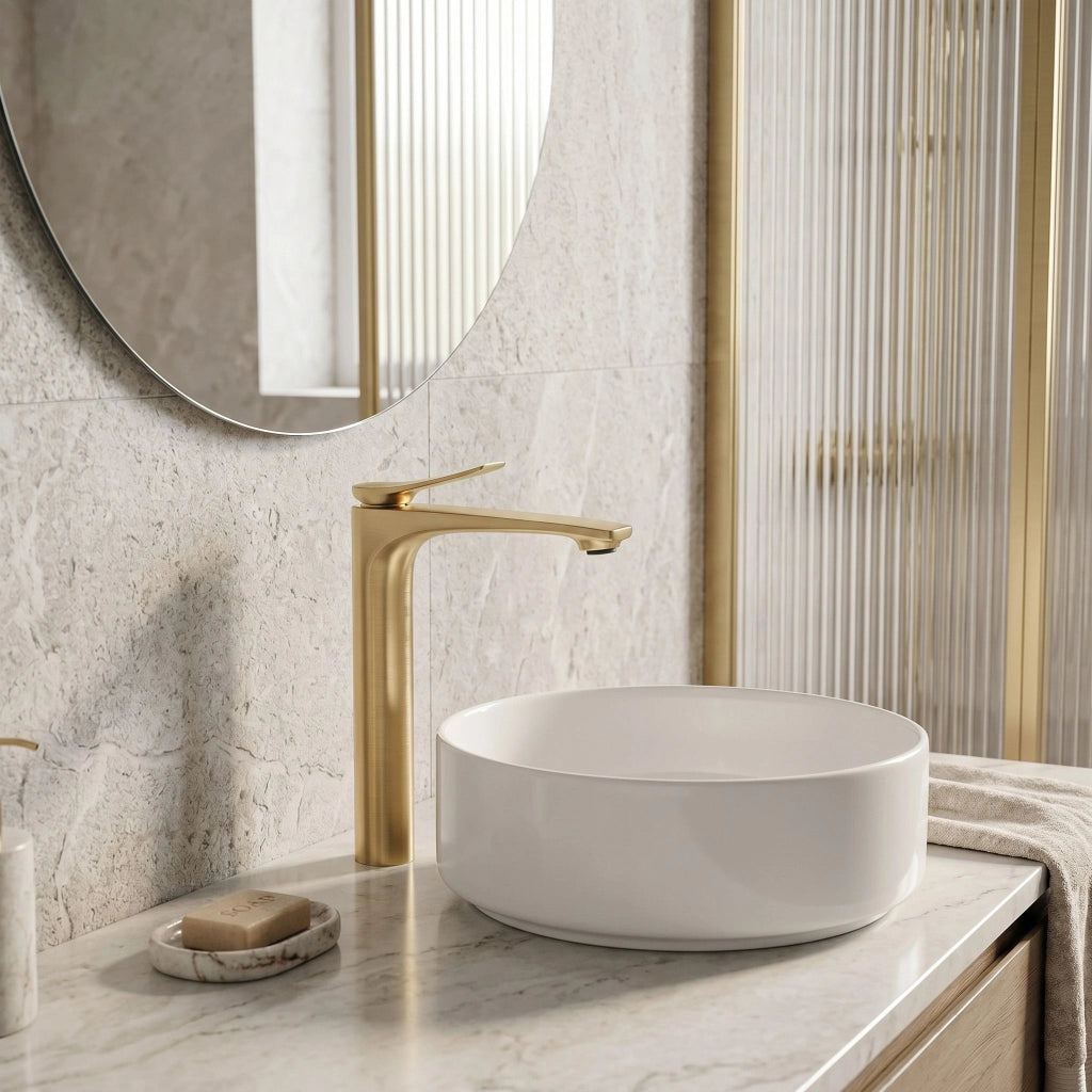Rubinetto Da Lavabo Premium Rea Vision Brush Gold High