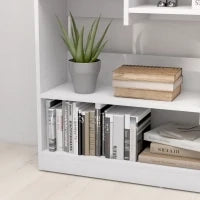 Libreria a Scaffale, Mobile da Archiviazione, 4 Livelli, 3 Pannelli Posteriori, Pannelli di Particelle, 90L x 24l x 91H cm, Bianco
