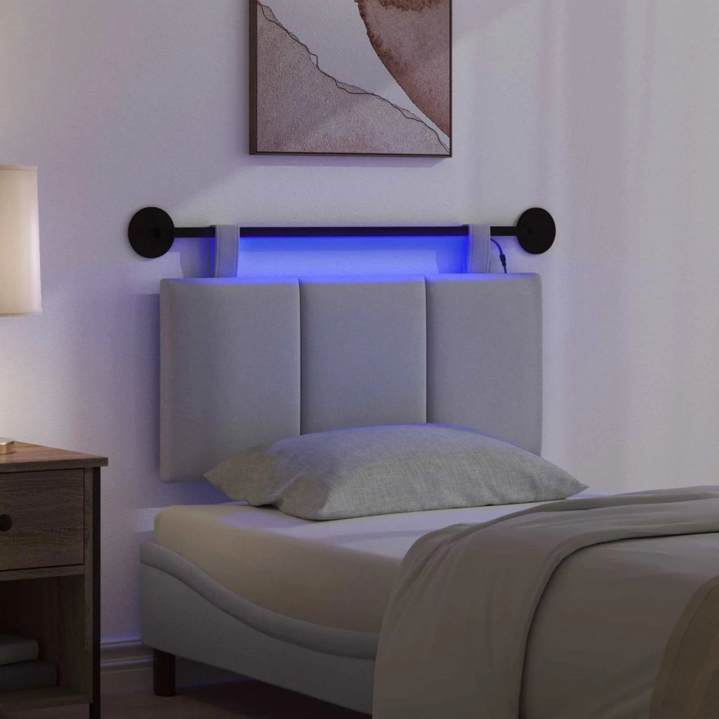 Testiera | Testata sospesa Con luce LED Grigio Chiaro Tessuto