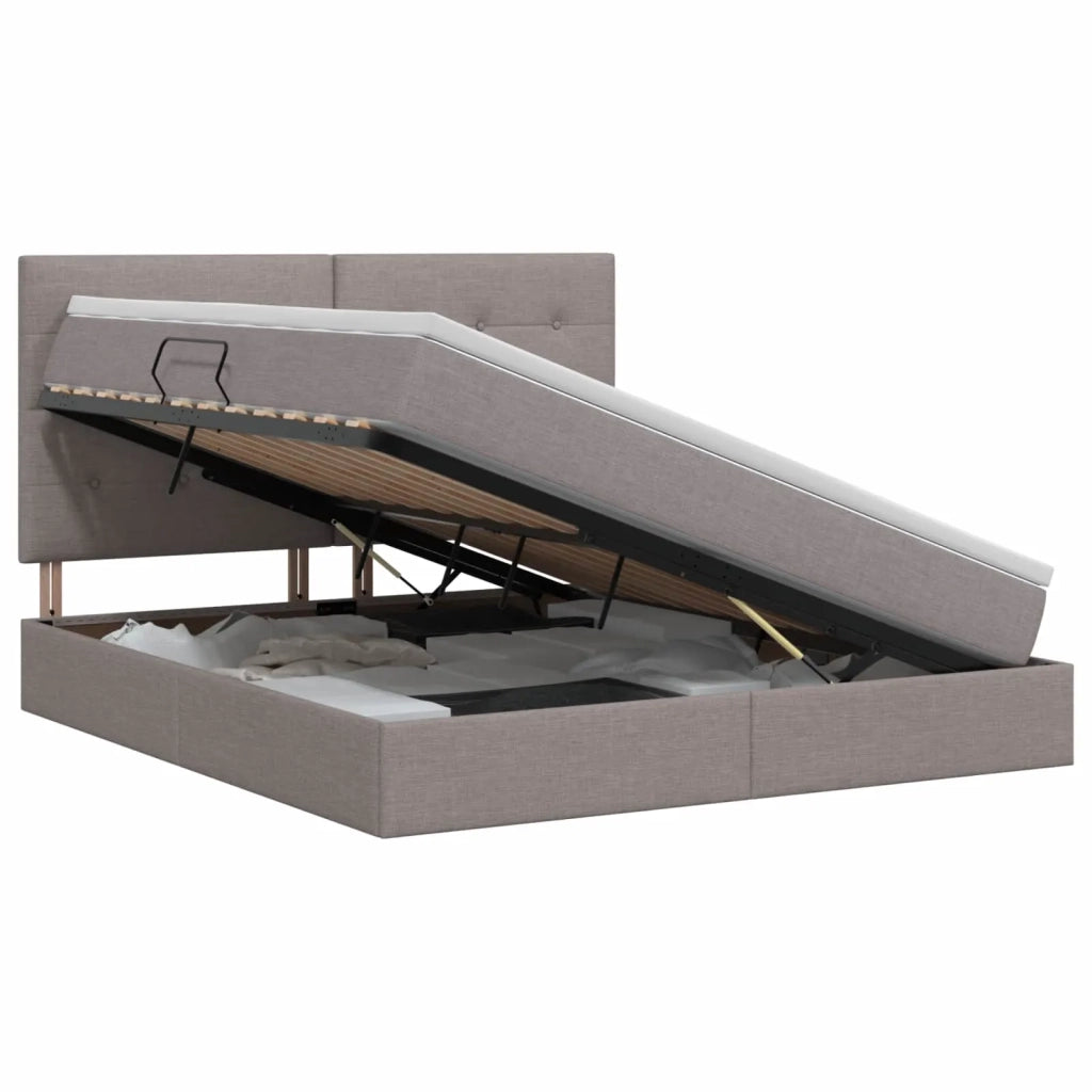 Letto con contenitore e materasso Tortora 140 x 200 cm Tessuto 3459510