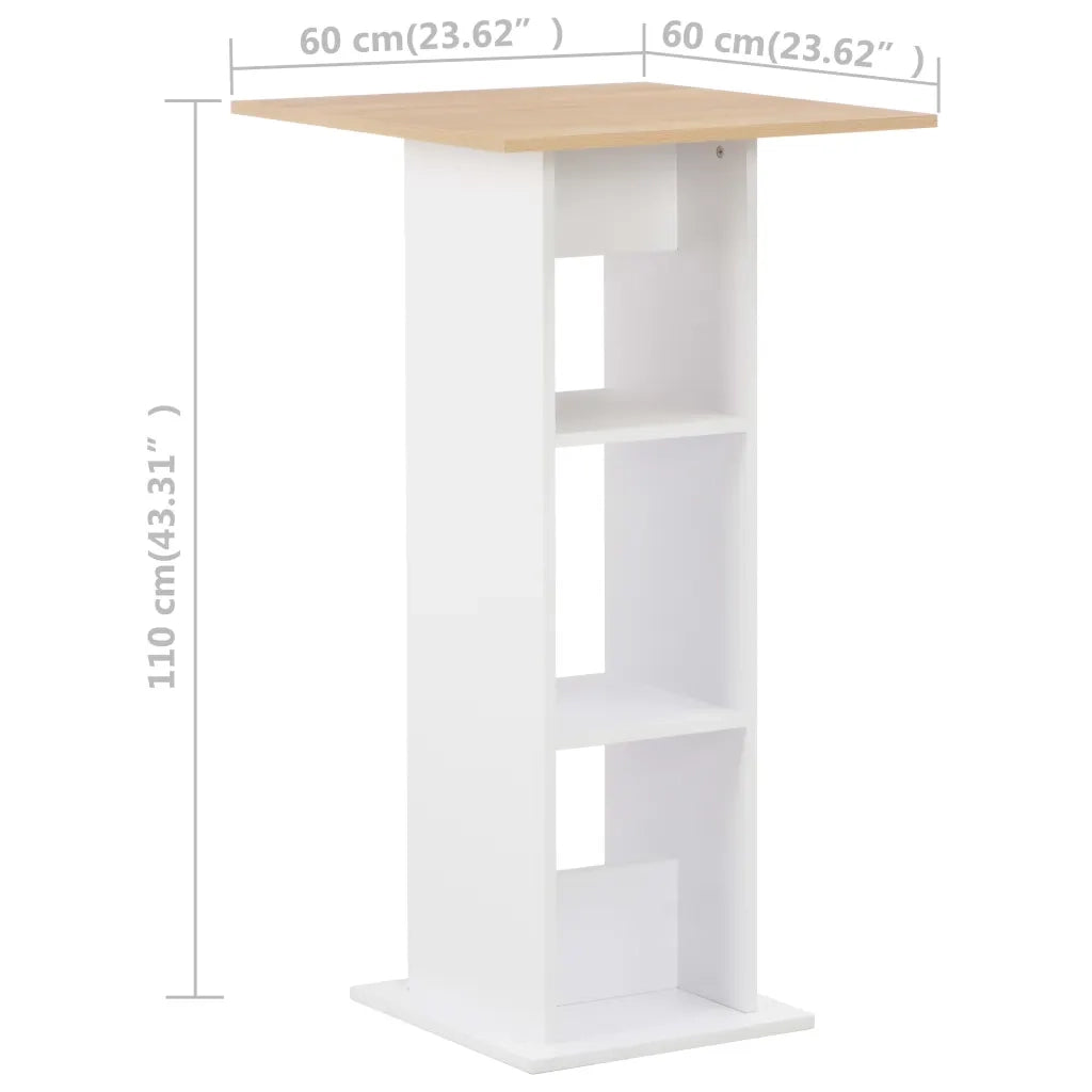 Tavolo da Bar Bianco e Rovere Sonoma 60x60x110 cm 280209