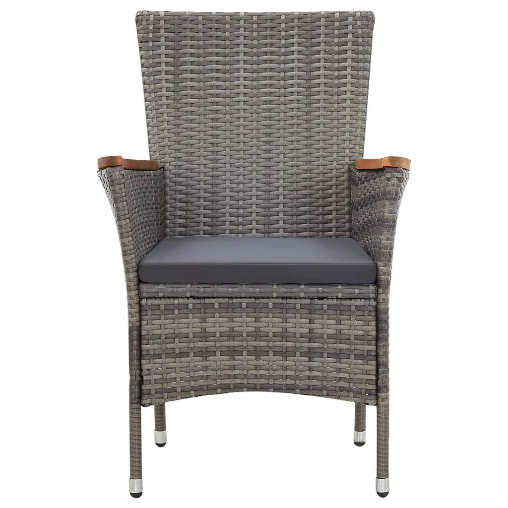 Set da Pranzo da Giardino 5 pz con Cuscini in Polyrattan Grigio 46085