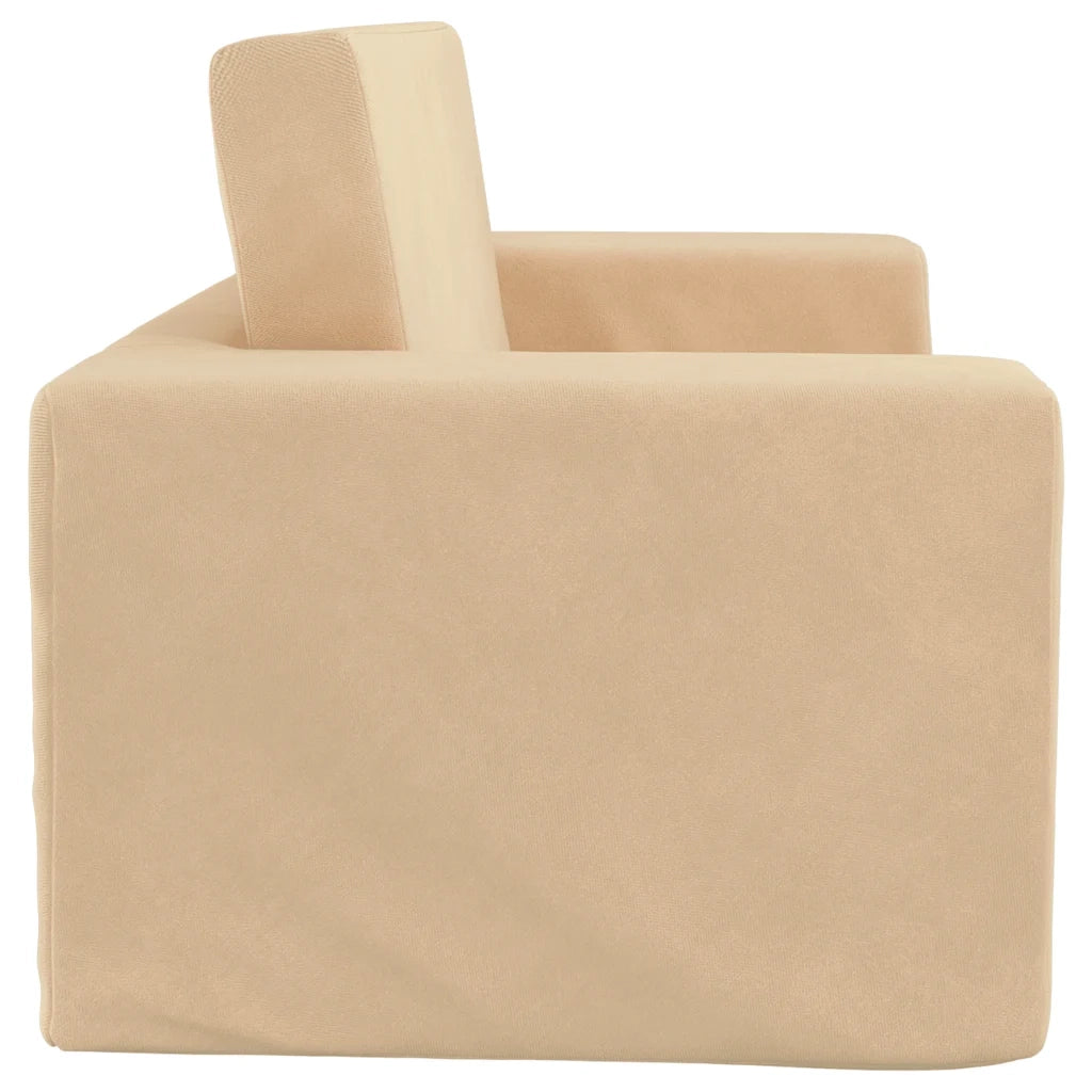 vidaXL Divano Letto per Bambini a 2 Posti Crema in Morbido Peluche