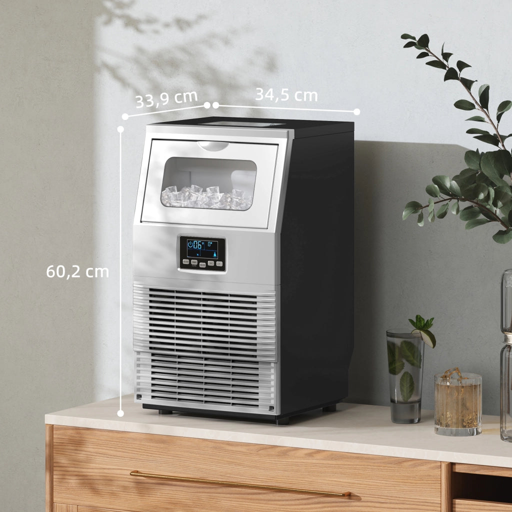 Macchina per cubetti di ghiaccio commerciale ¨C zephmum ¨C LED, display, paletta, argento