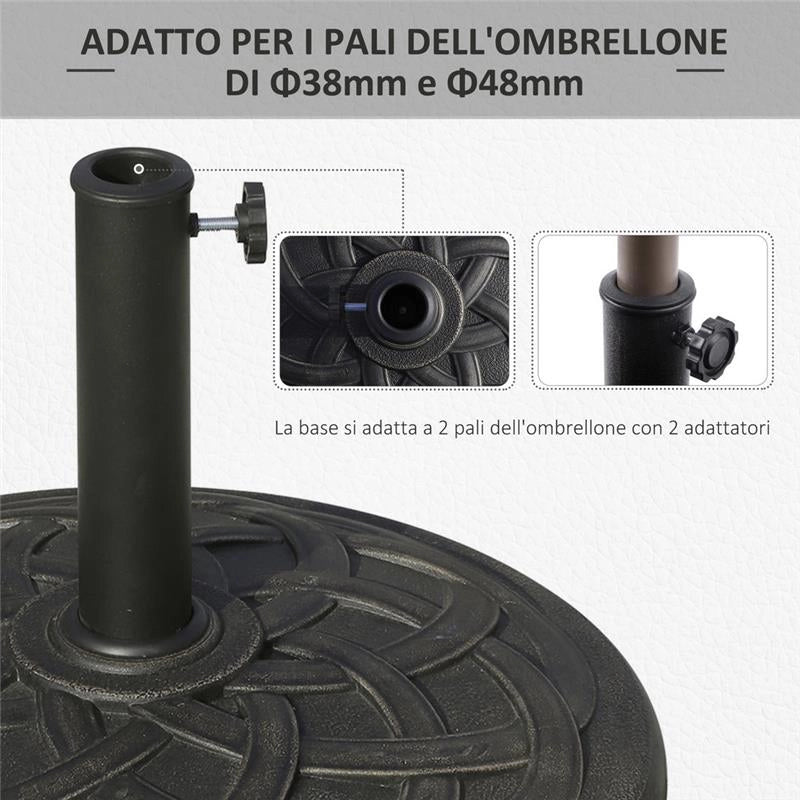 BASE PER OMBRELLONE DA 91 KG IN RESINA PER PALI 38-48 MM COLORE BRONZO