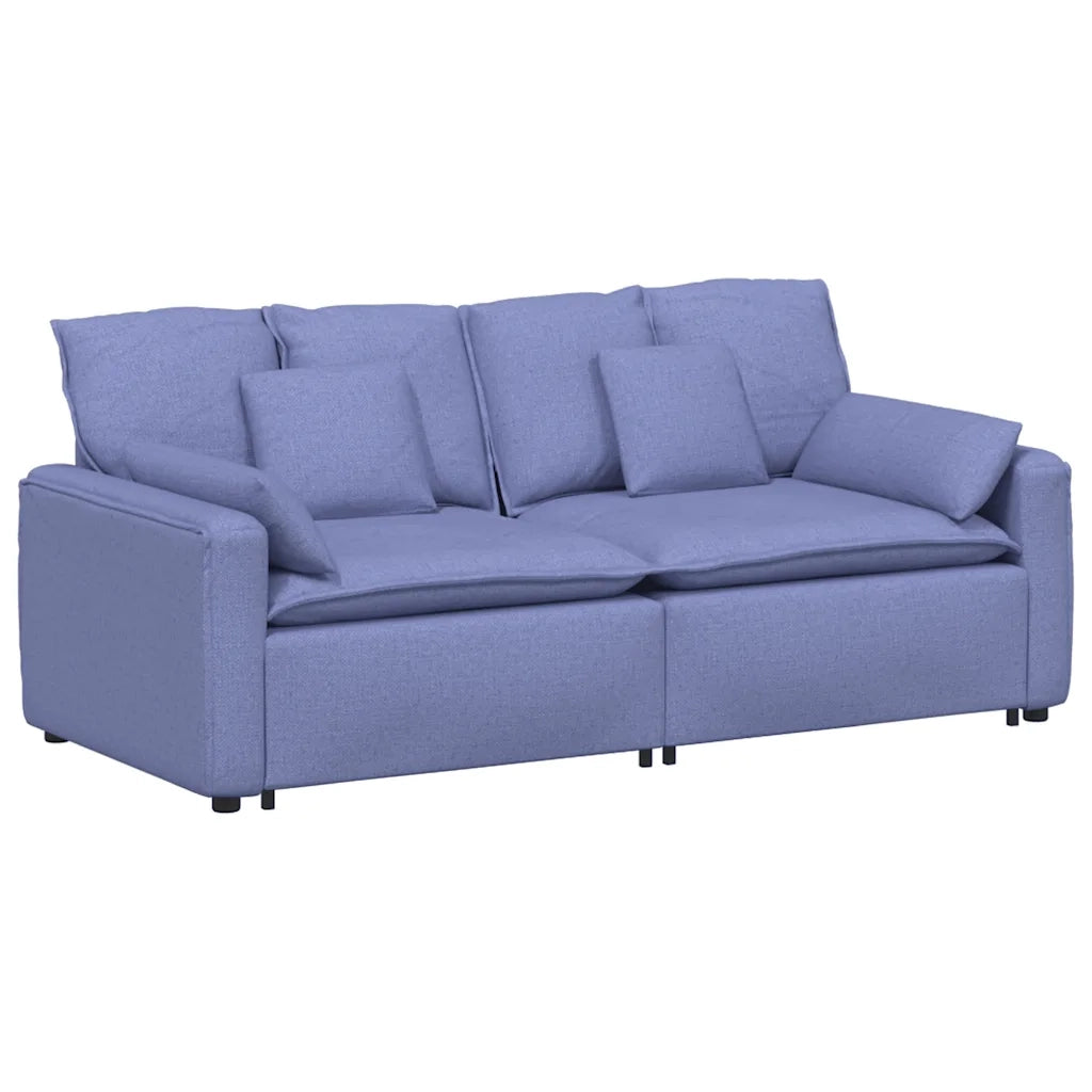 Divano Modulare con Cuscini Jeans Blu 3321127