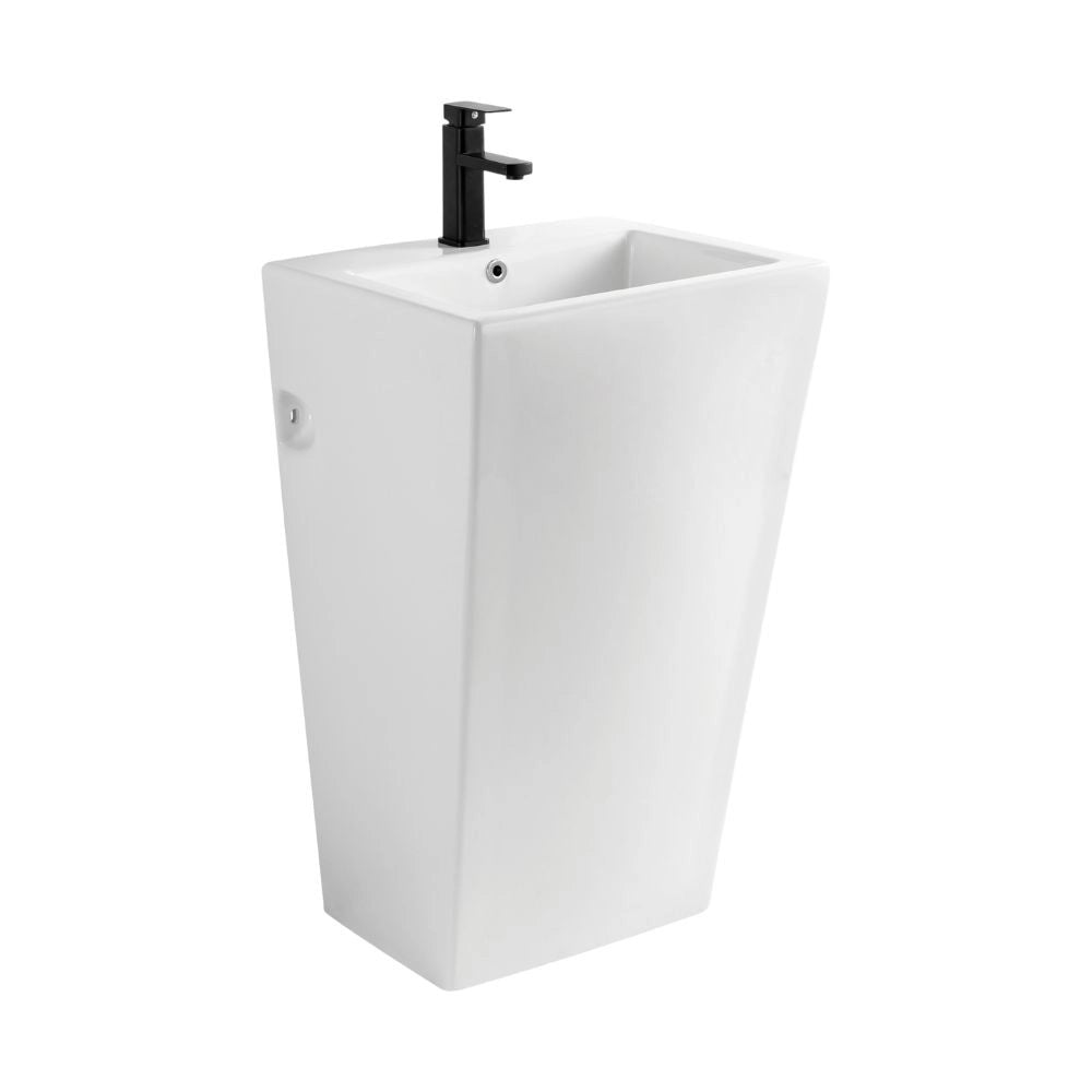 Lavabo freestanding rettangolare in ceramica bianco 53x46,5x86,5 – Modello LAV303