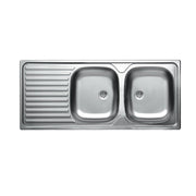 Lavello Incasso 2 Vasche + Gocciolatoio 50X116Cm Sx - Mabel