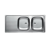 Lavello Incasso 2 Vasche + Gocciolatoio 50X116Cm Sx - Mabel