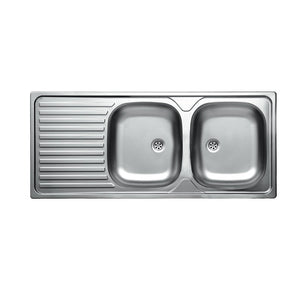 Lavello Incasso 2 Vasche + Gocciolatoio 50X116Cm Sx - Mabel