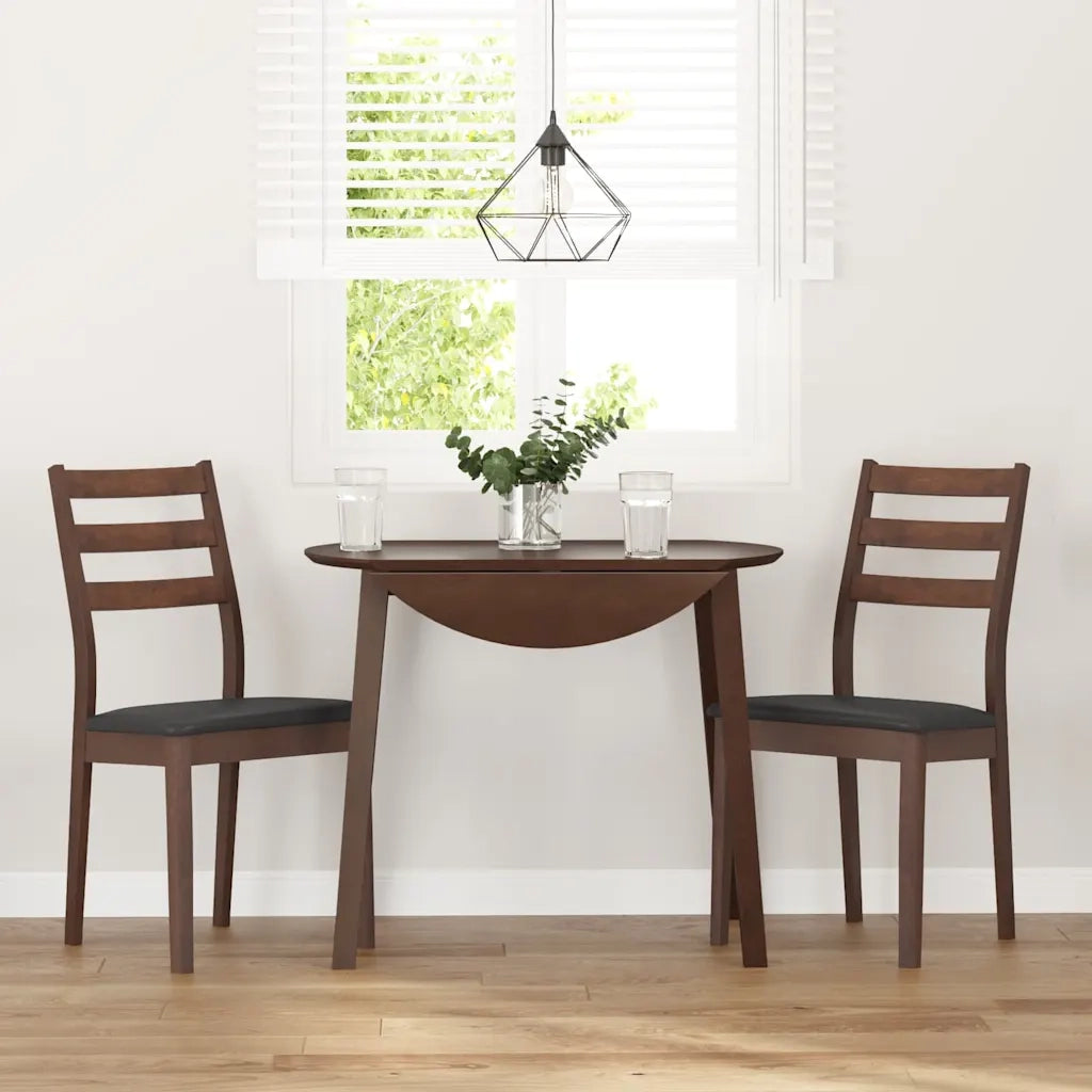Sedie da Pranzo con Cuscini 2pz Marrone Legno Massello di Hevea 4102516