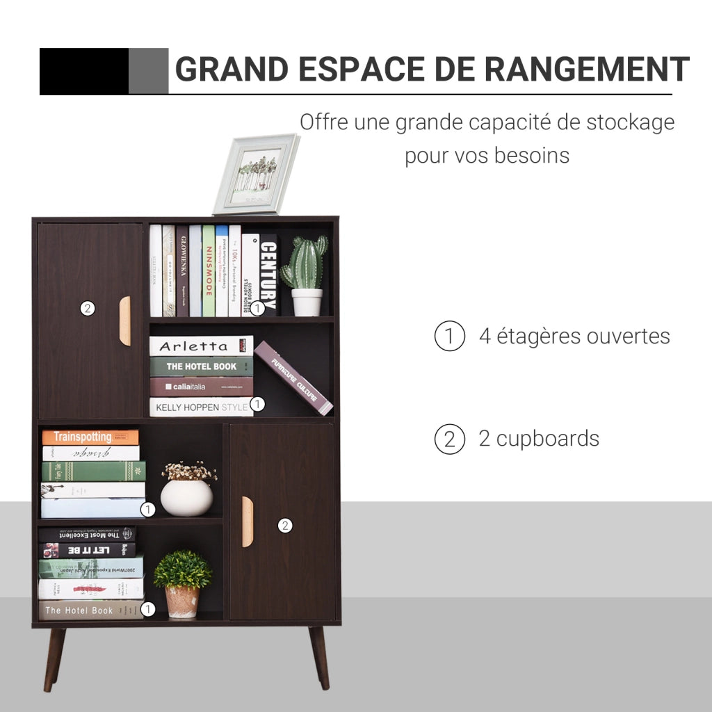 Libreria con ante e ripiani ¨C Zephmum ¨C 80x24x123 cm in legno massello weng¨¦