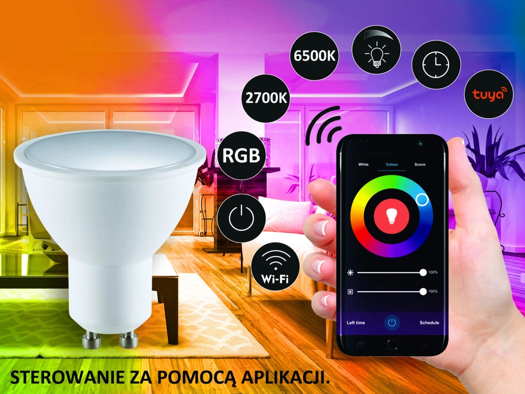 Lampadina LED GU10 5,5W 400lm RGB+CCT WiFi Tuya Polux