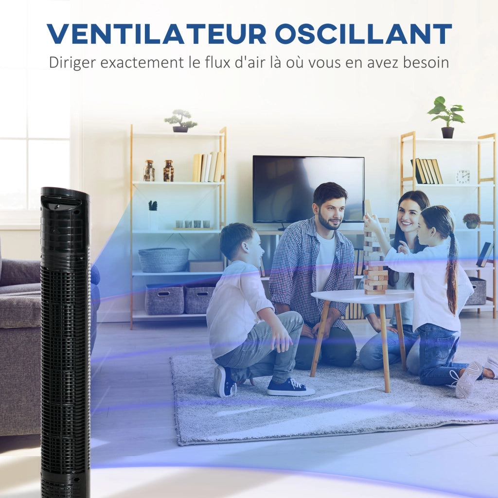 Ventilatore a colonna moderno 3 velocit¨¤ oscillante 70¡ã 50W ¨C zephmum ¨C nero ? 20 x 78,5 cm