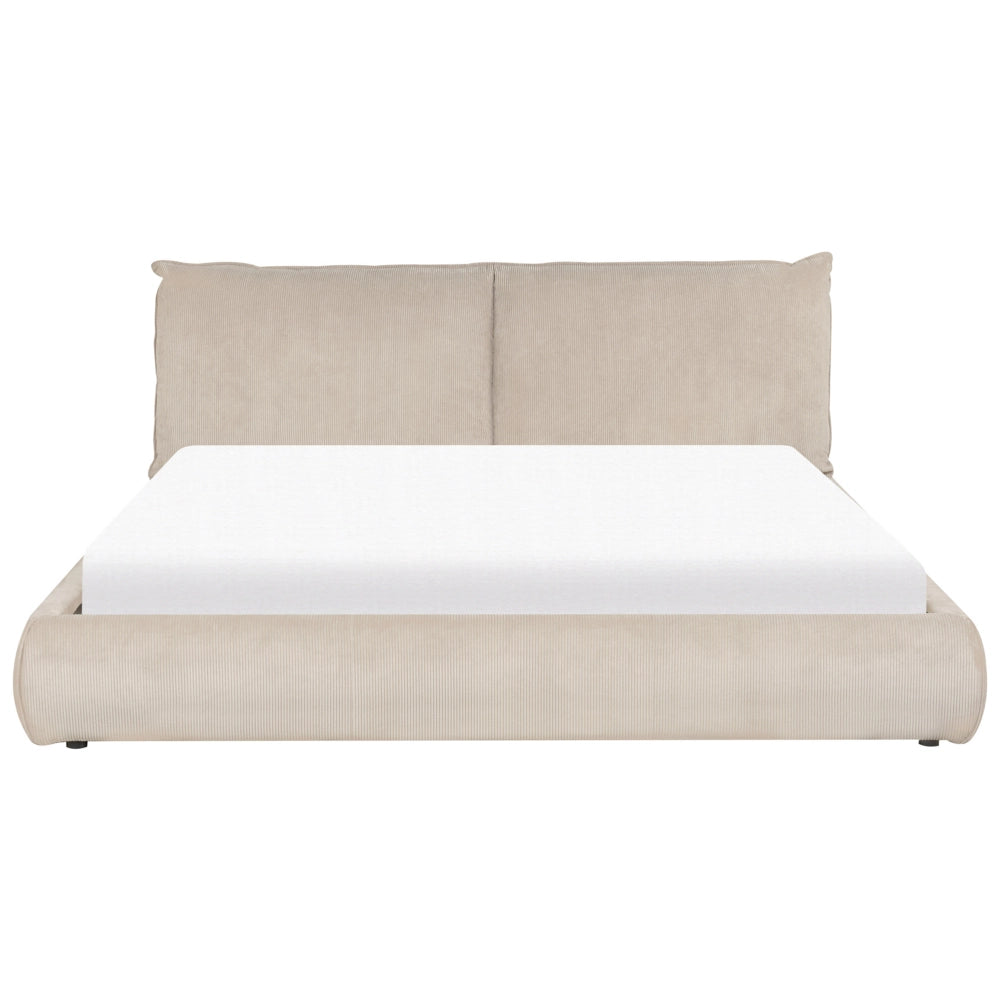 Letto matrimoniale velluto a coste tortora con base a doghe e testiera imbottita 180x200 cm stile classico camera da letto