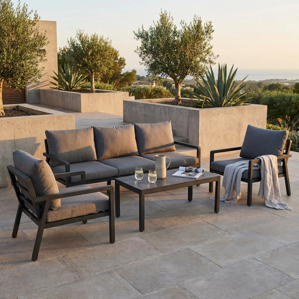 Salotto da Giardino 5 posti in Alluminio Poliestere cm 78x85x76 - KENTON