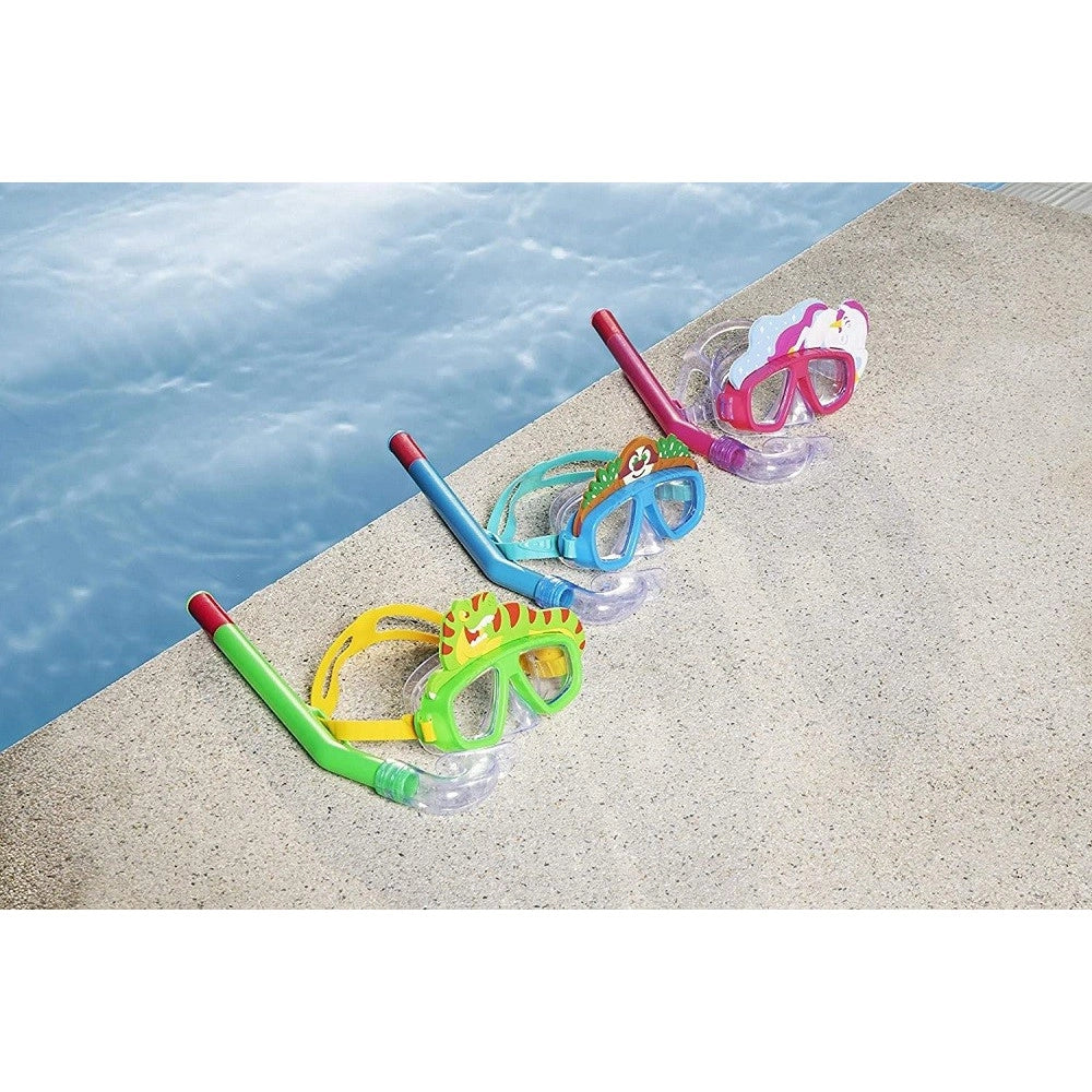 Trade Shop - Maschera Da Snorkeling Con Boccaglio Per Bambini Con Animaletti 3-6+ Anni 24059 -