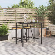 Tavolo da Bar con Piano in Vetro Nero 110x70x110 cm Polyrattancod mxl 102388
