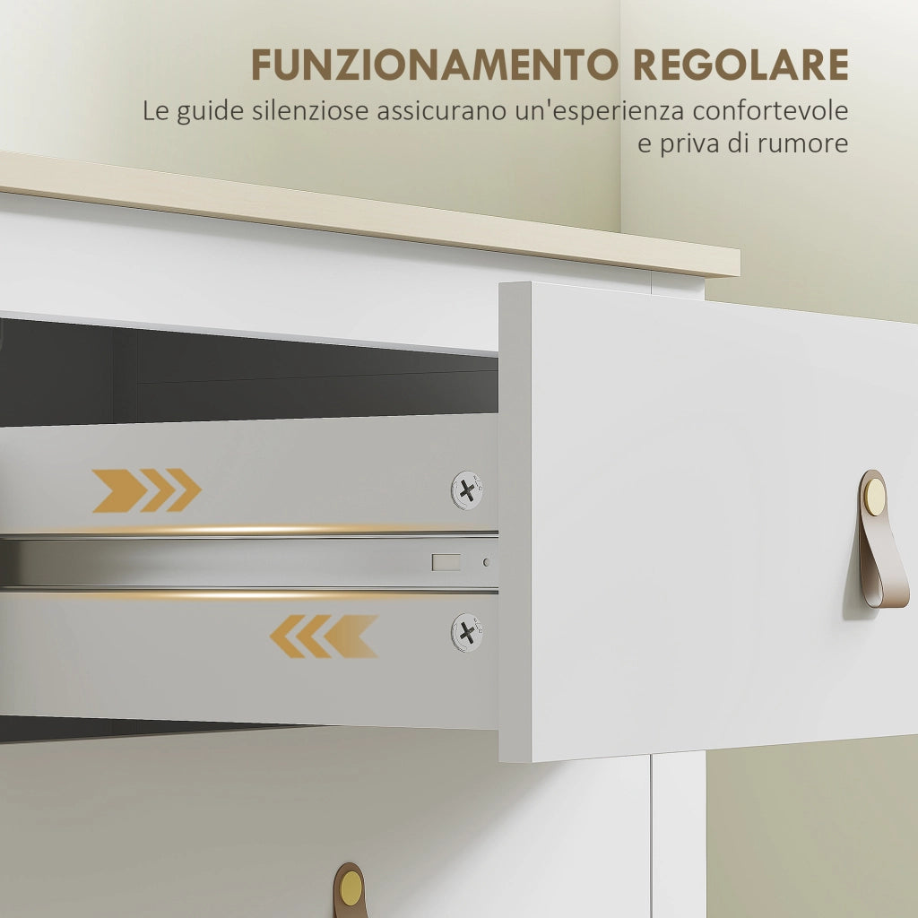 Cassettiera 6 Cassetti ¨C Xylo ¨C Bianco Similpelle 120x40x78 cm