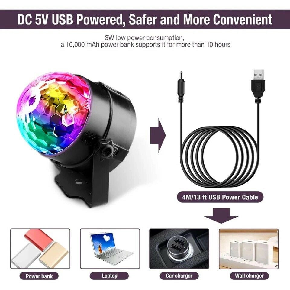PROIETTORE LAMPADA LED RGB EFFETTI DISCO 5W CON TELECOMANDO ACCENSIONE A SUONO