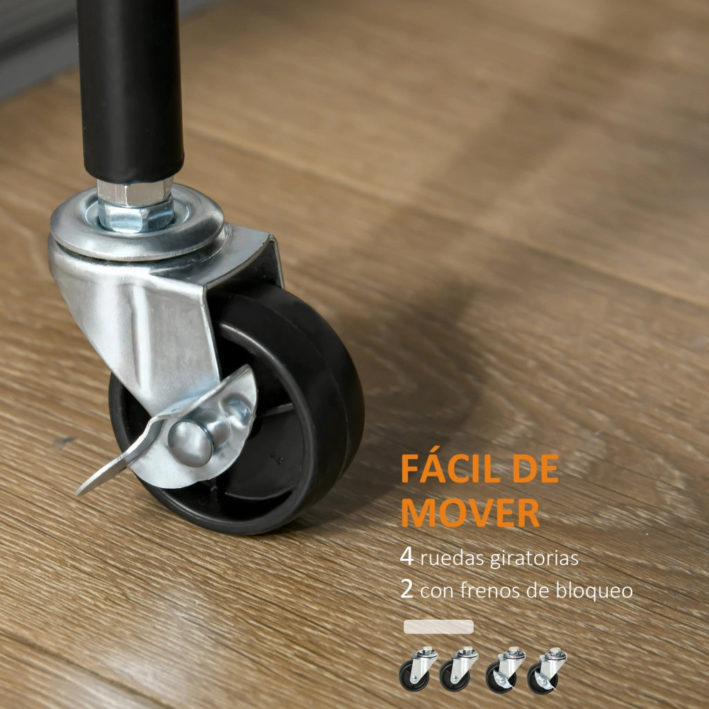 Carrello Multiuso per Cucina con Cestino e Portabottiglie ¨C Zephmum ¨C Nero 60.5x35.5x75 cm