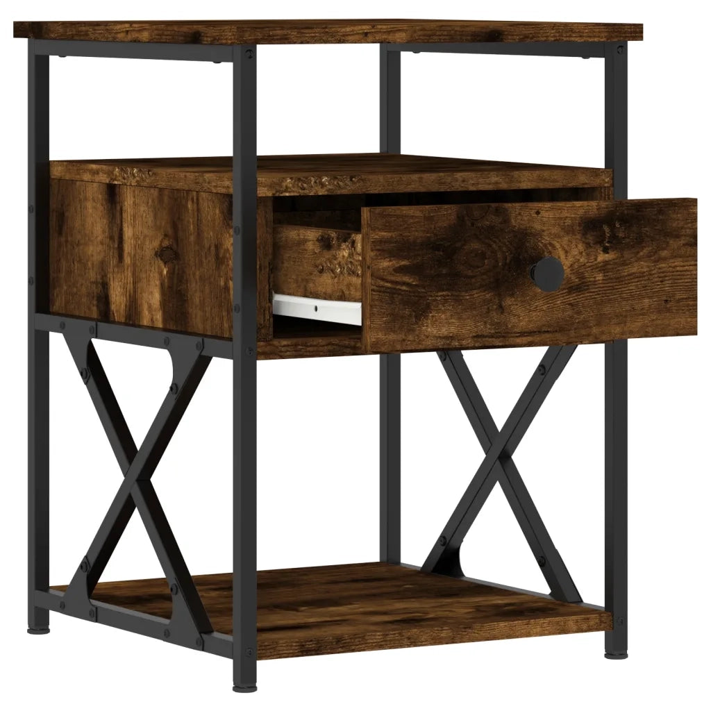 Comodino-Tavolino da notte Rovere Fumo 40x42x55 cm Legno Multistrato