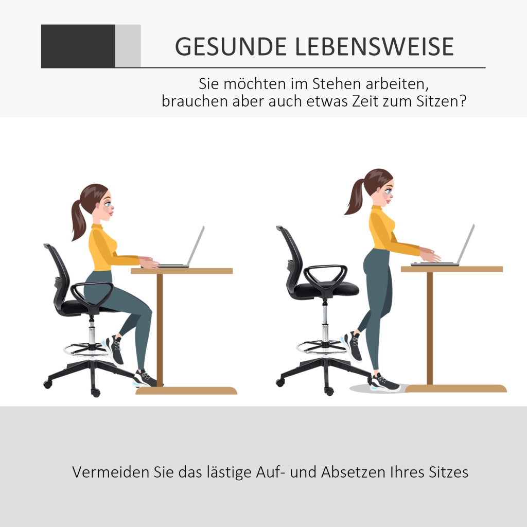 Sedia da Ufficio Ergonomica con Braccioli e Poggiapiedi Regolabile ¨C zephmum ¨C Nera con Rete