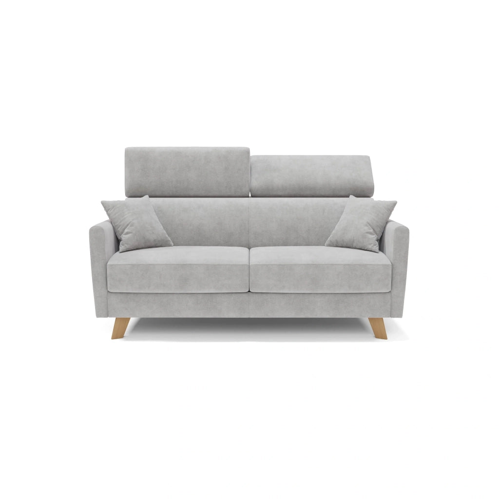 Francy Divano letto matrimoniale con poggiatesta regolabili in tessuto impermeabile e smacchiabile T17 200 cm (mat. 160x197) grigio