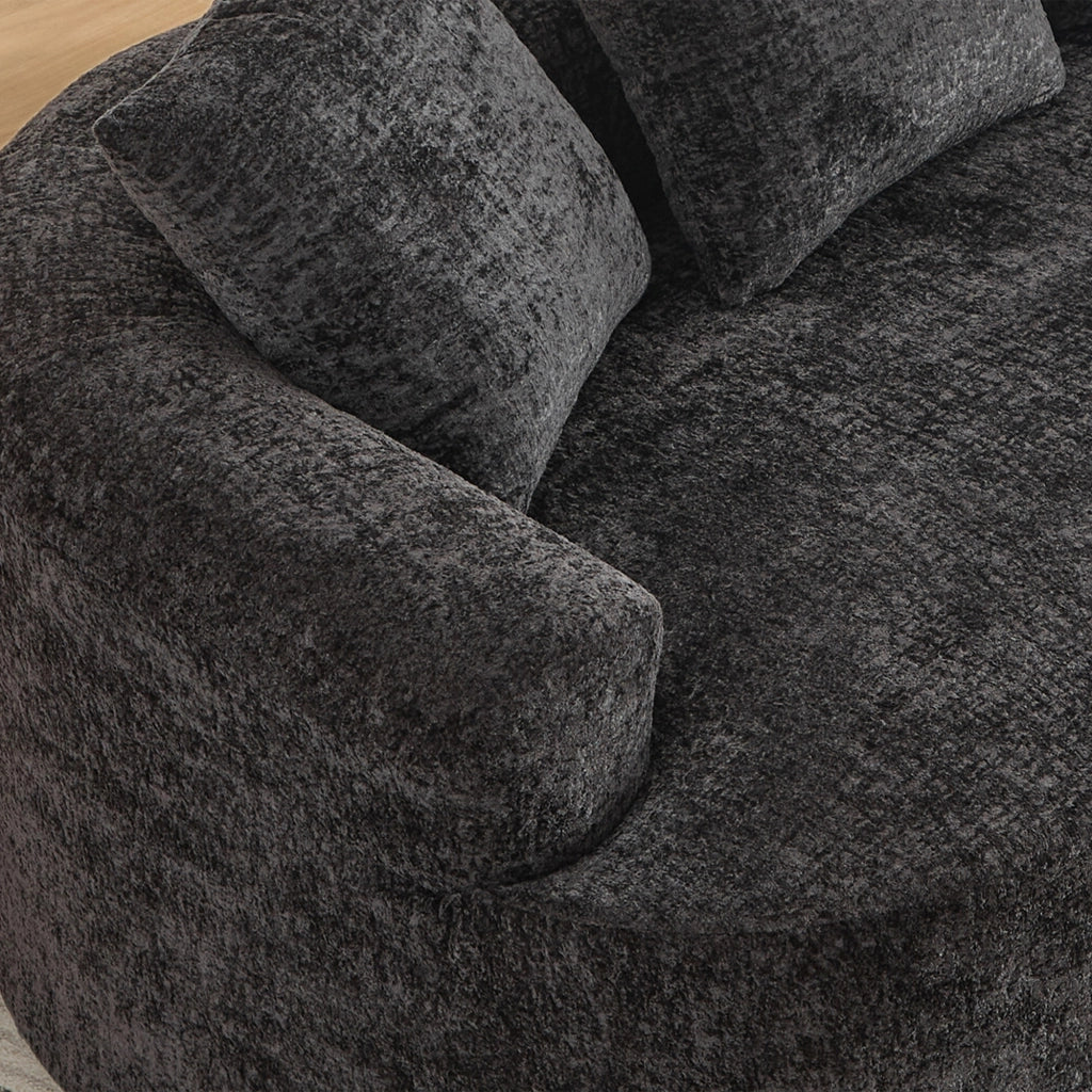 Divano 2 Posti Curvo in Velluto con Cuscini ¨C MINIMAL ¨C Beige/Grigio