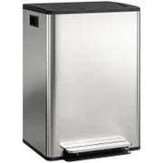 Pattumiera a Pedale con 2 Scomparti da 30L, Coperchio Ammortizzato e Secchi Rimovibili, Acciaio Inox, Argento