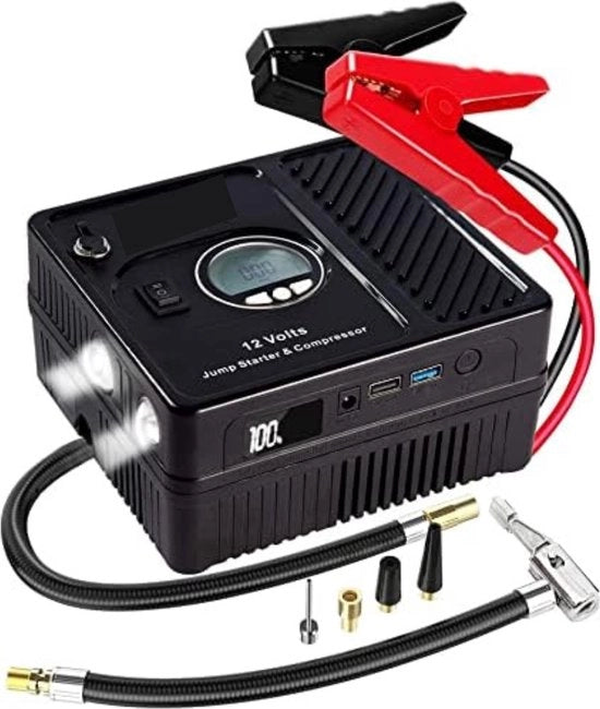 Pacchetto di avviamento con compressore - Avviamento per auto - Assistenza di avvio - Batteria di ricarica per avviamento