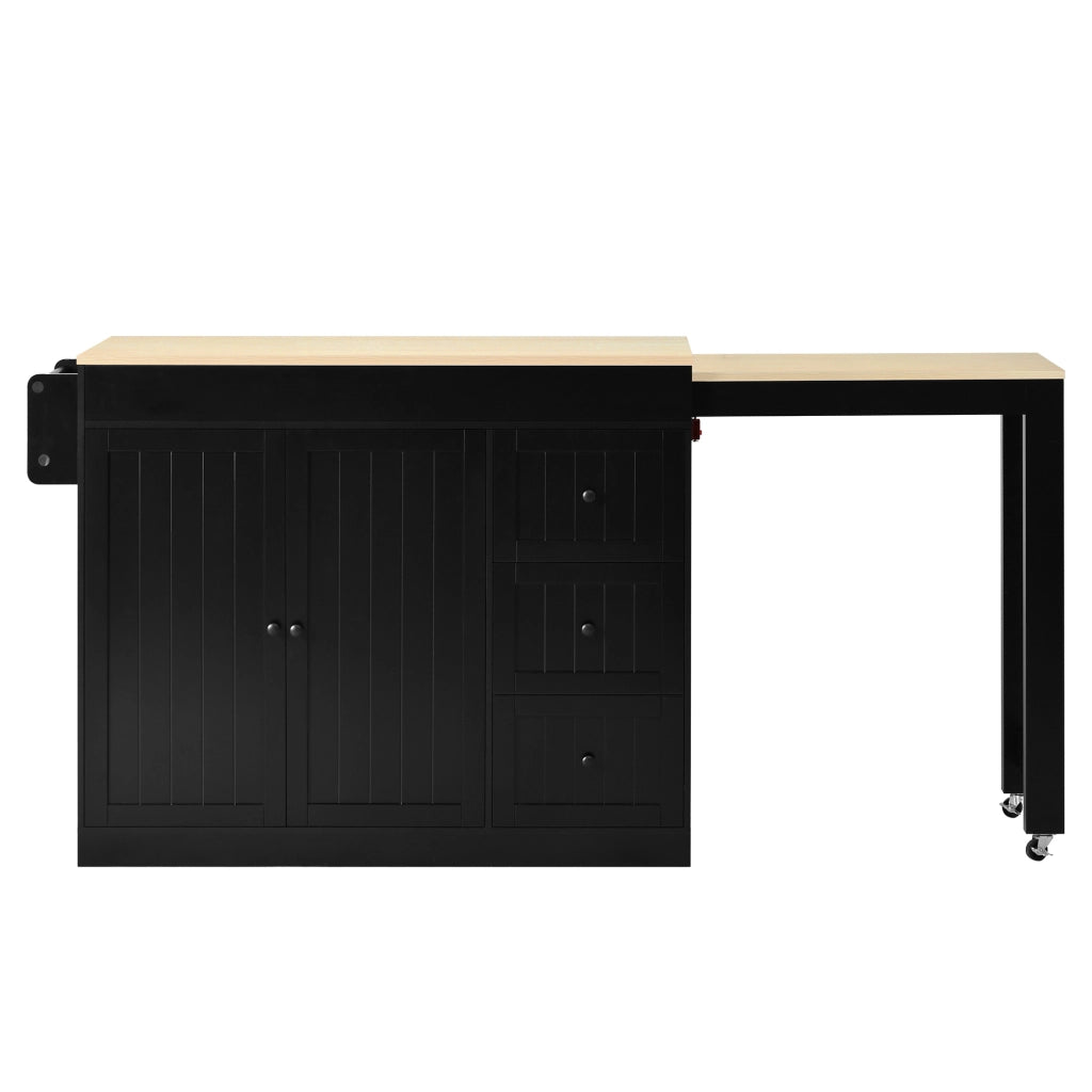 Isola Cucina Mobile con Cassetti e Portaspezie ¨C MINIMAL ¨C Nero, Allungabile