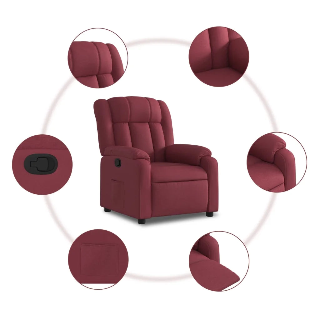 Poltrona | Sedia Relax Reclinabile in Tessuto Rosso Vino