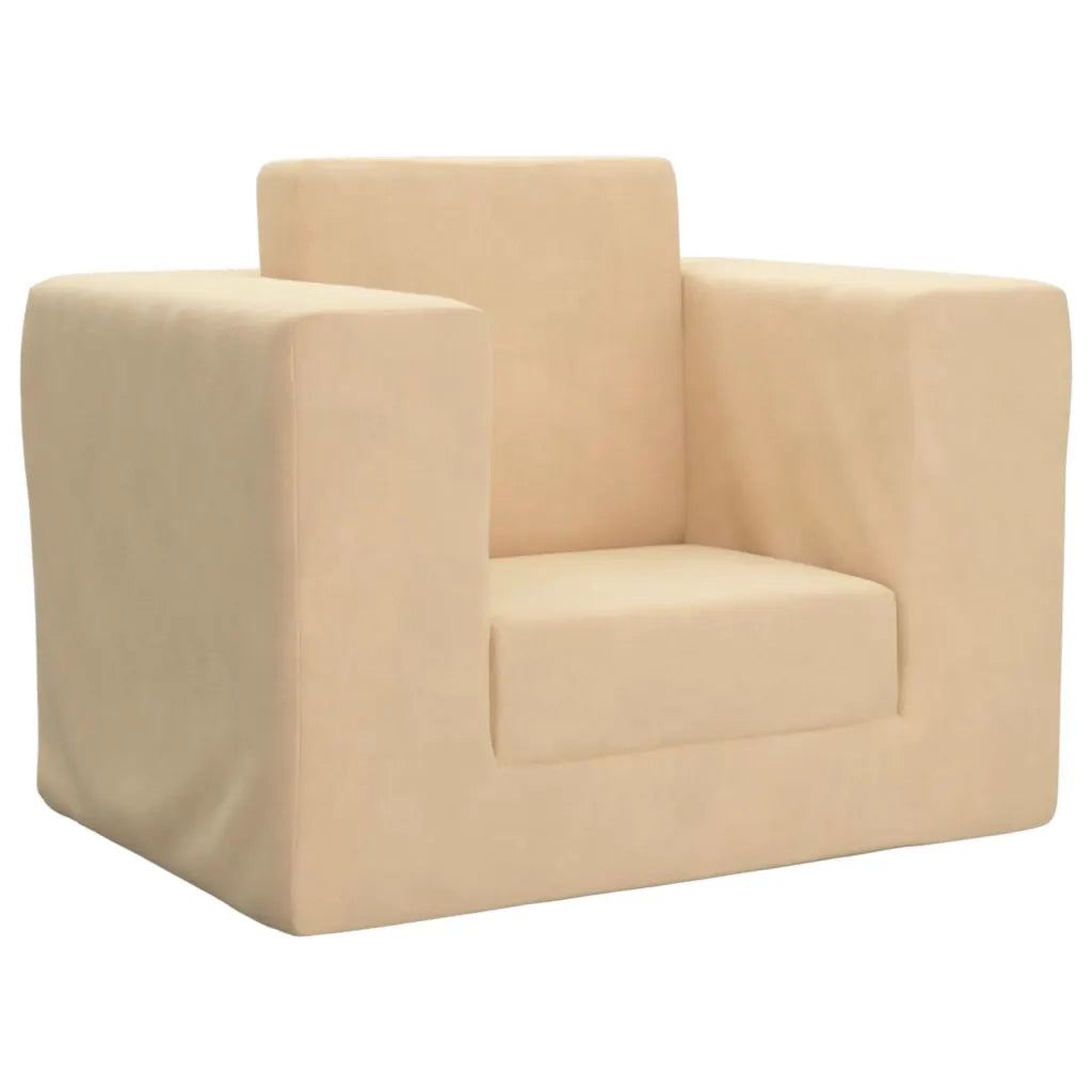 Divano per Bambini Crema in Morbido Peluche