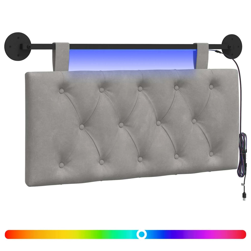 Testiera | Testata sospesa Con luce LED Grigio Chiaro Velluto
