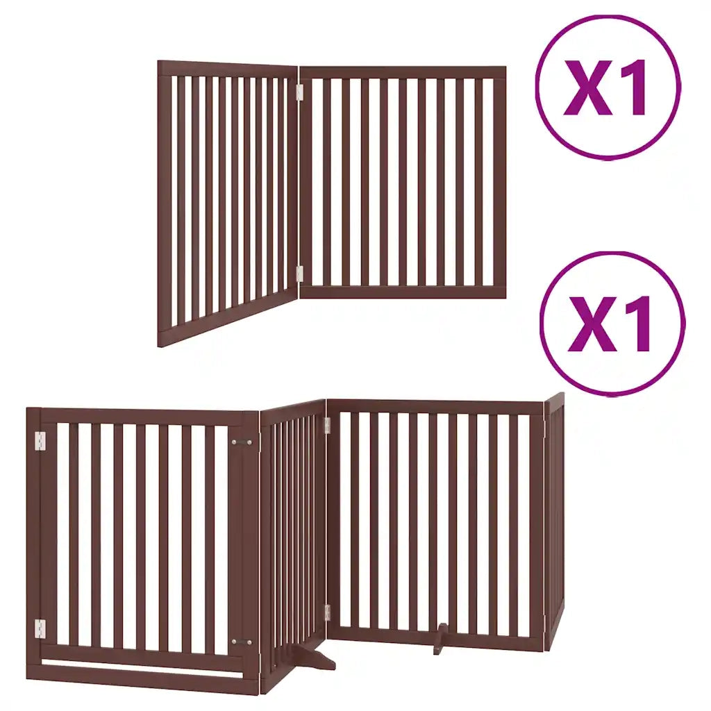 Cancello Cani Porta Pieghevole Marrone 6 Pannelli 480cm Pioppo CFW7441553